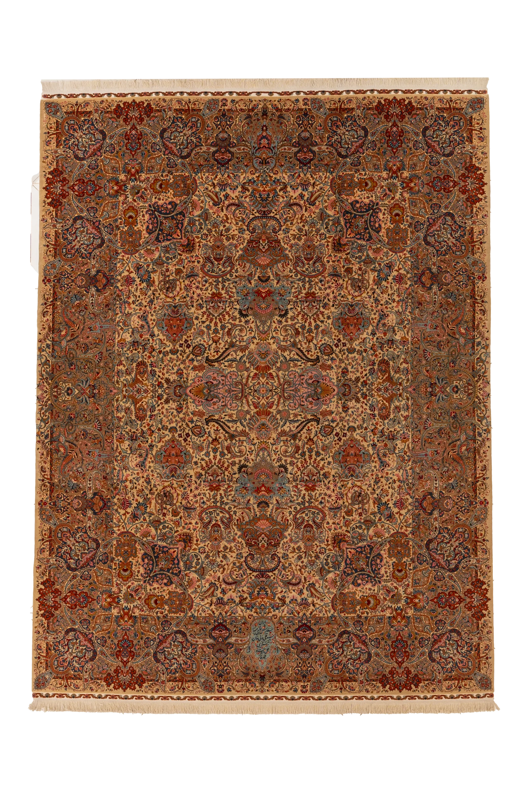 Antique Tabriz Wool Carpet – Signed, Dated 1336 AH